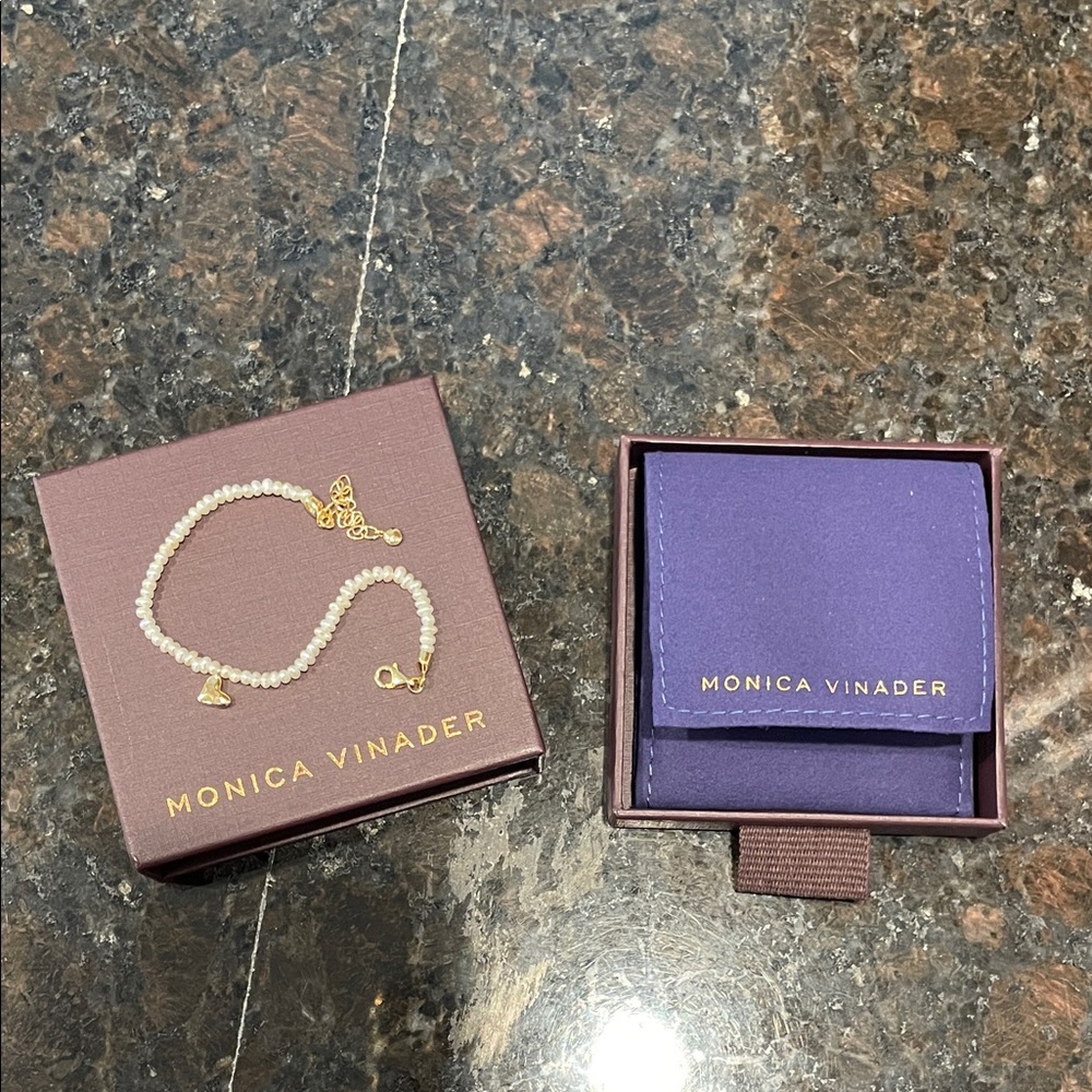 Monica Vinader Mini Heart Freshwater Pearl Bracelet